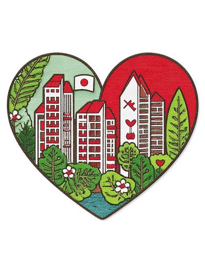 City Heart Illustration Poster. poster