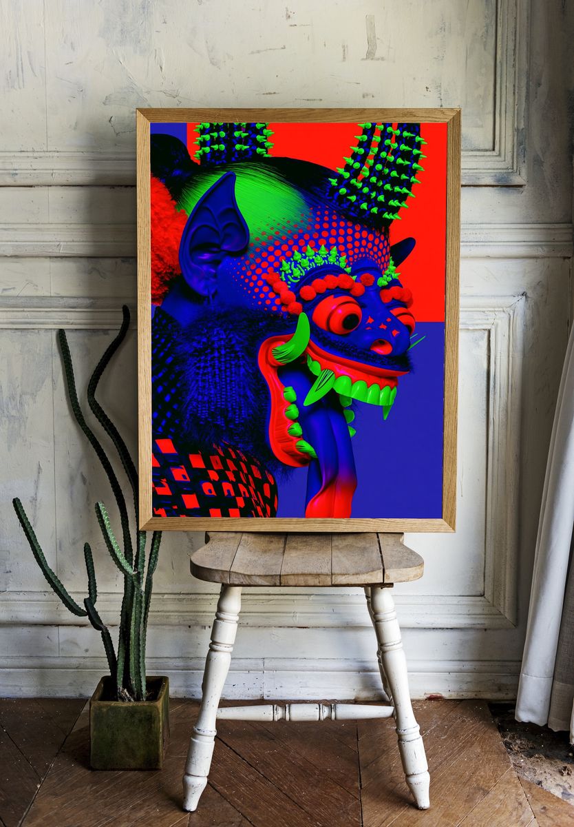 Neon Demon Mask Illustration Poster. room preview