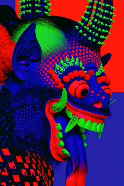 Neon Demon Mask Illustration Poster. poster