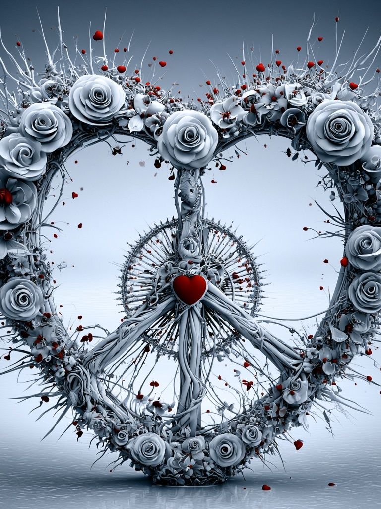 Floral Peace Heart Poster. poster detail