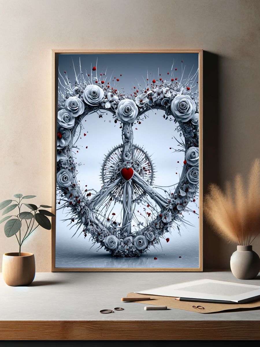 Floral Peace Heart Poster. — room view 2
