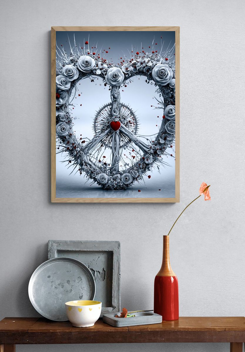 Floral Peace Heart Poster. — room view 3