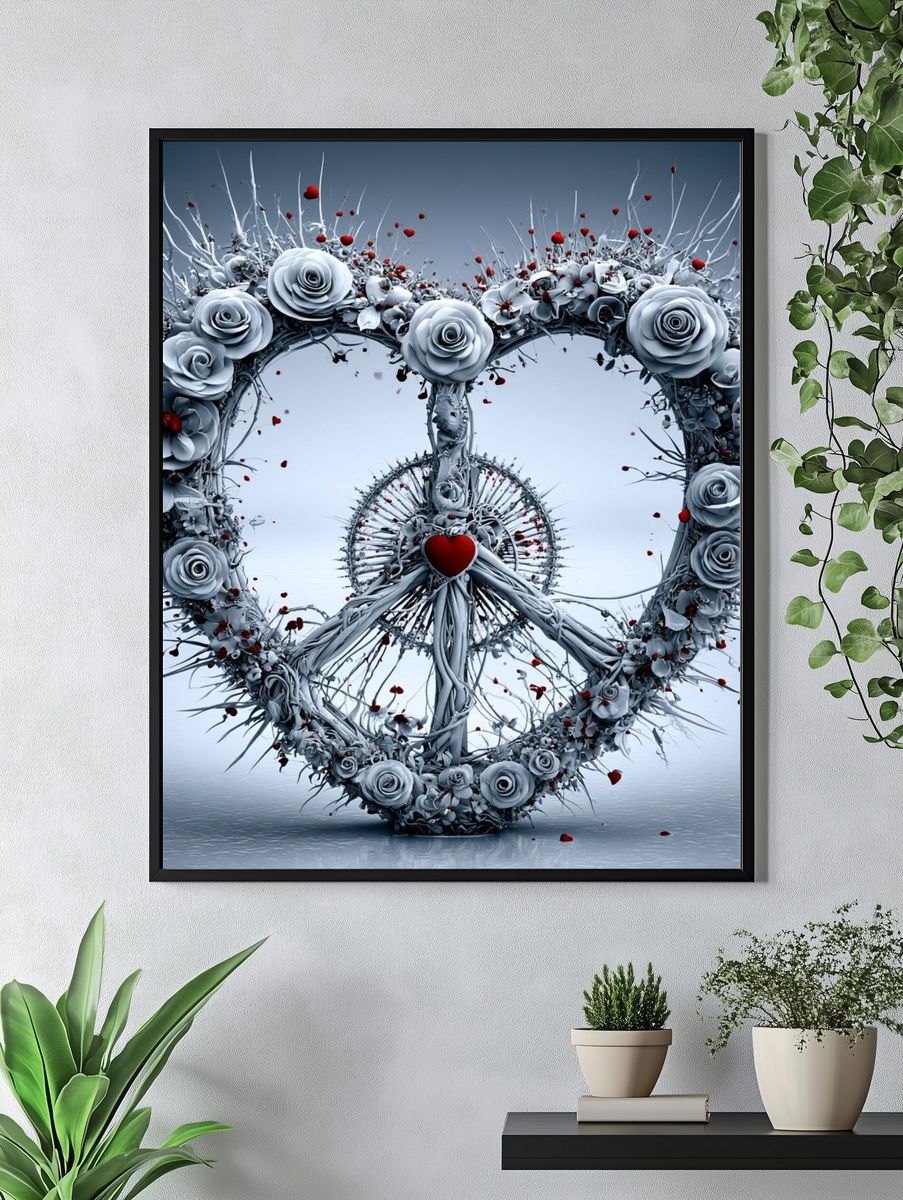 Floral Peace Heart Poster. — room view 4