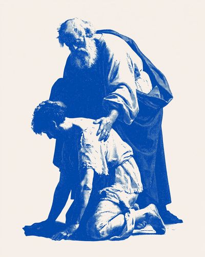 Blue Figure Study Illustration Poster. poster