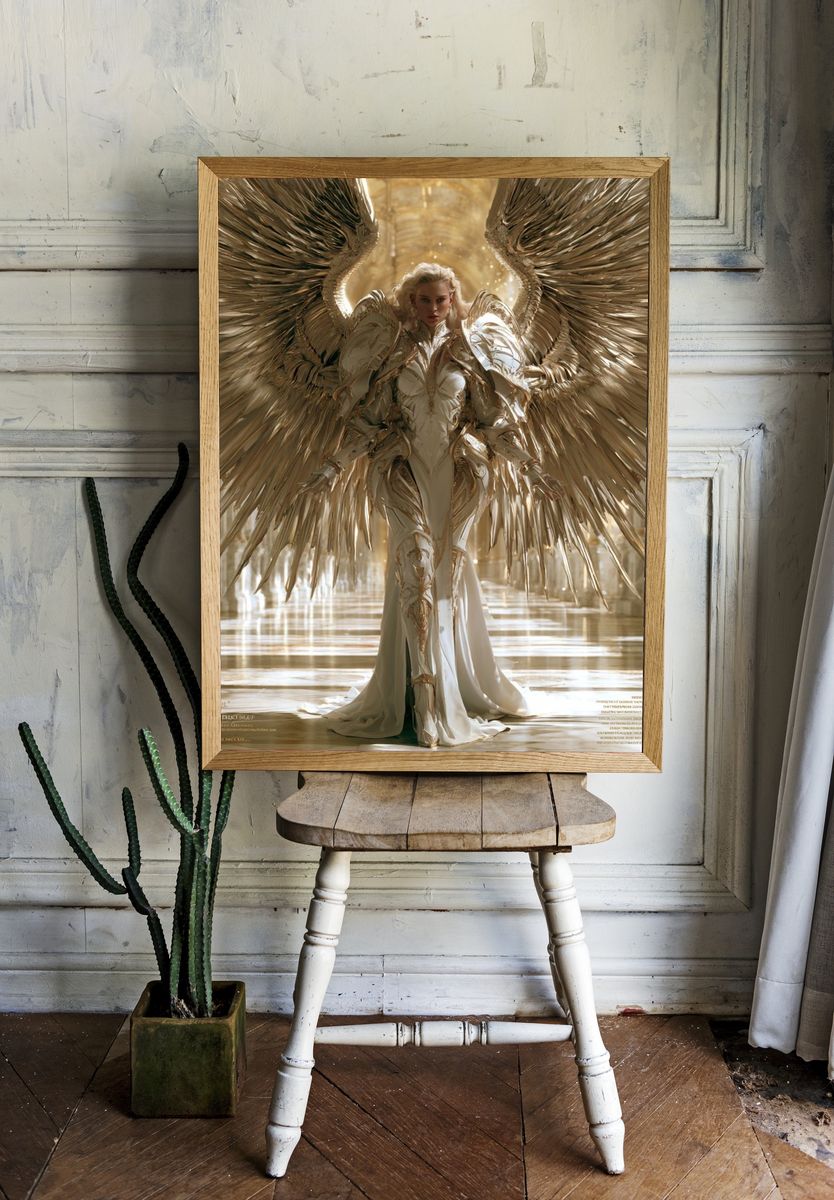 Golden Angel Fantasy Illustration Poster. — room view 1