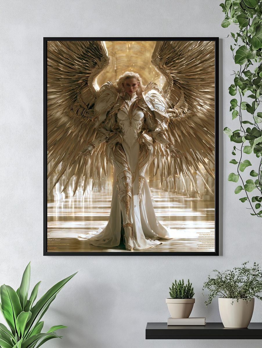 Golden Angel Fantasy Illustration Poster. — room view 4