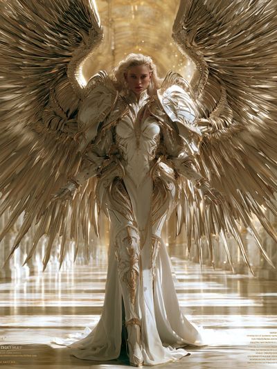 Golden Angel Fantasy Illustration Poster. poster