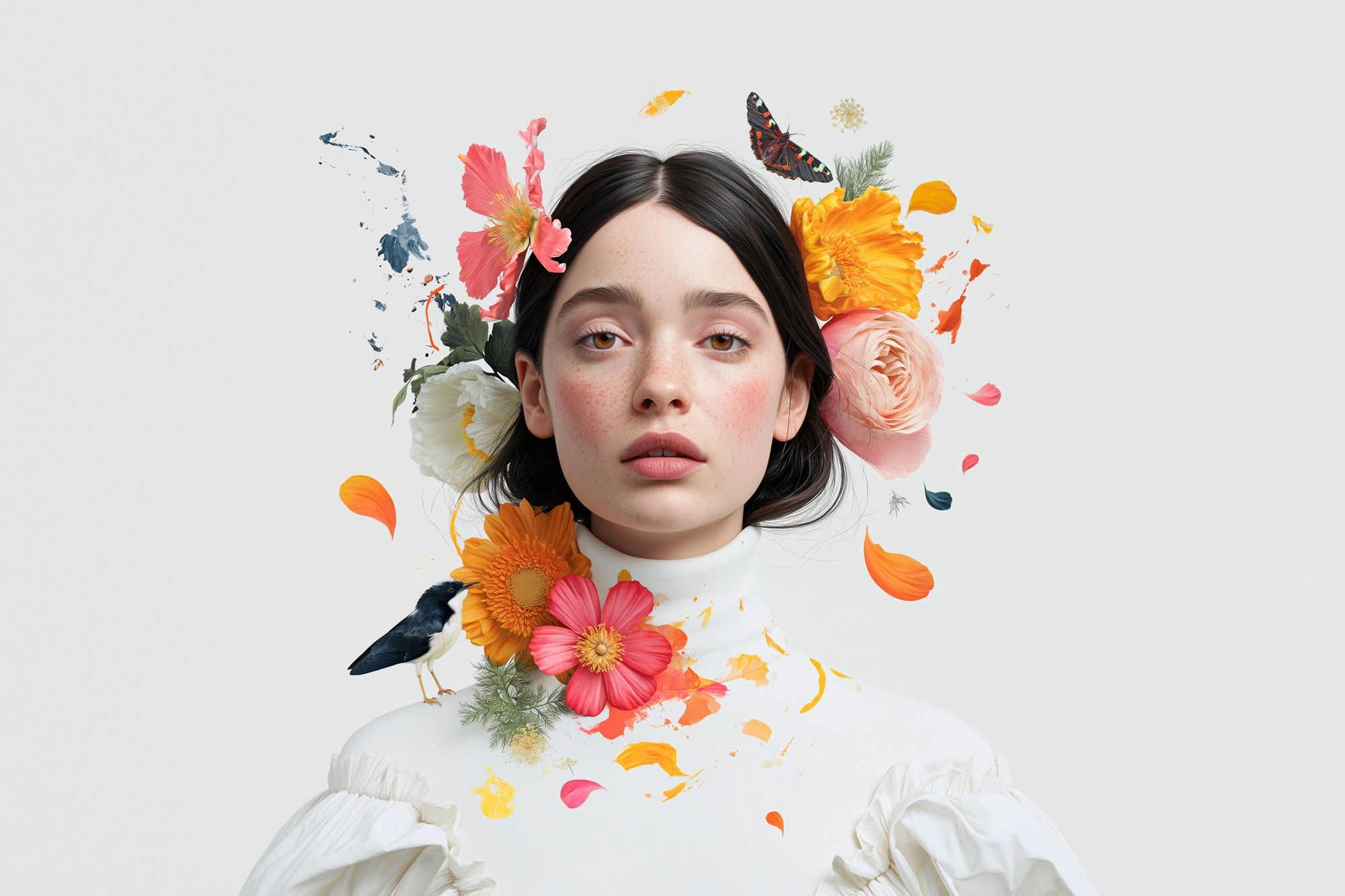 Floral Portrait Digital Art Poster. poster detail