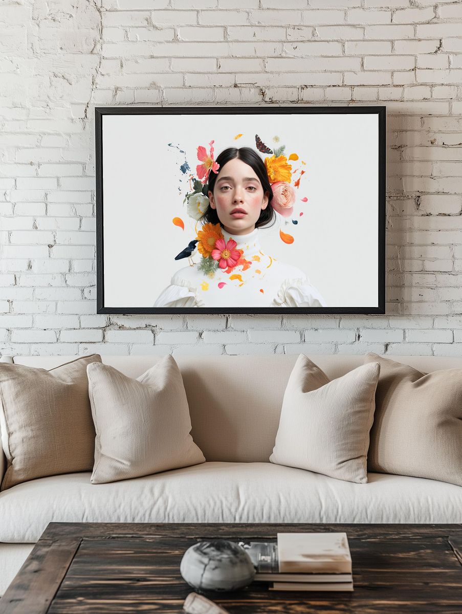Floral Portrait Digital Art Poster. room preview