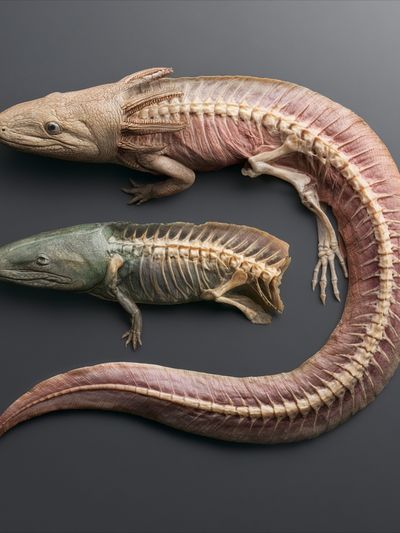 Amphibian Anatomy Illustration Poster.