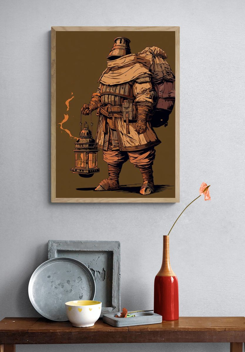 Lantern Bearer Fantasy Illustration Poster. — room view 3