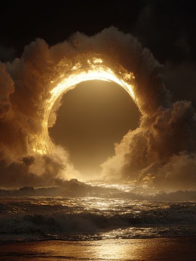 Golden Eclipse Ocean Print.