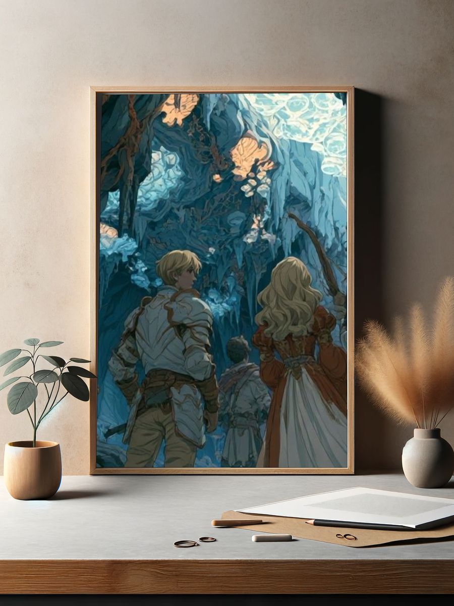 Fantasy Cave Adventure Illustration Poster. — room view 2
