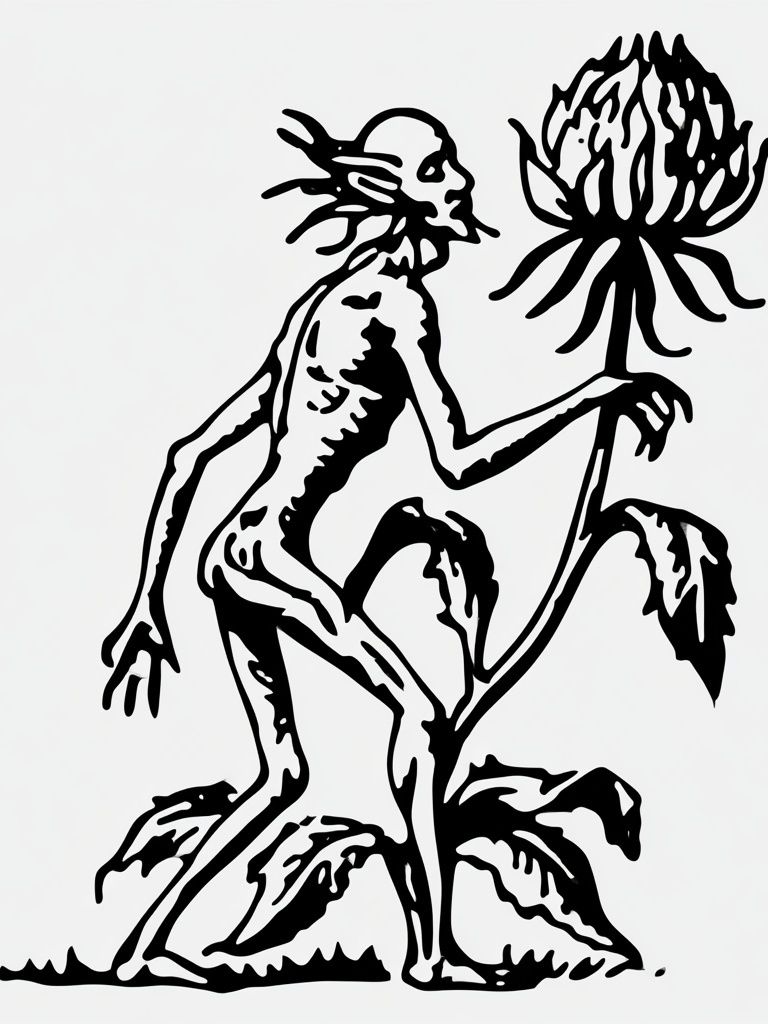 Surreal Botanical Figure Print. poster — illustration art