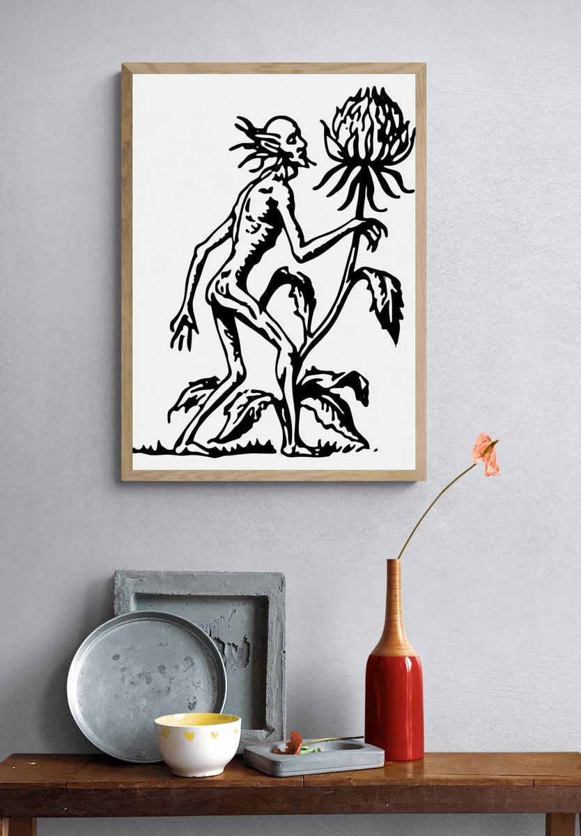 Surreal Botanical Figure Print. — room view 3