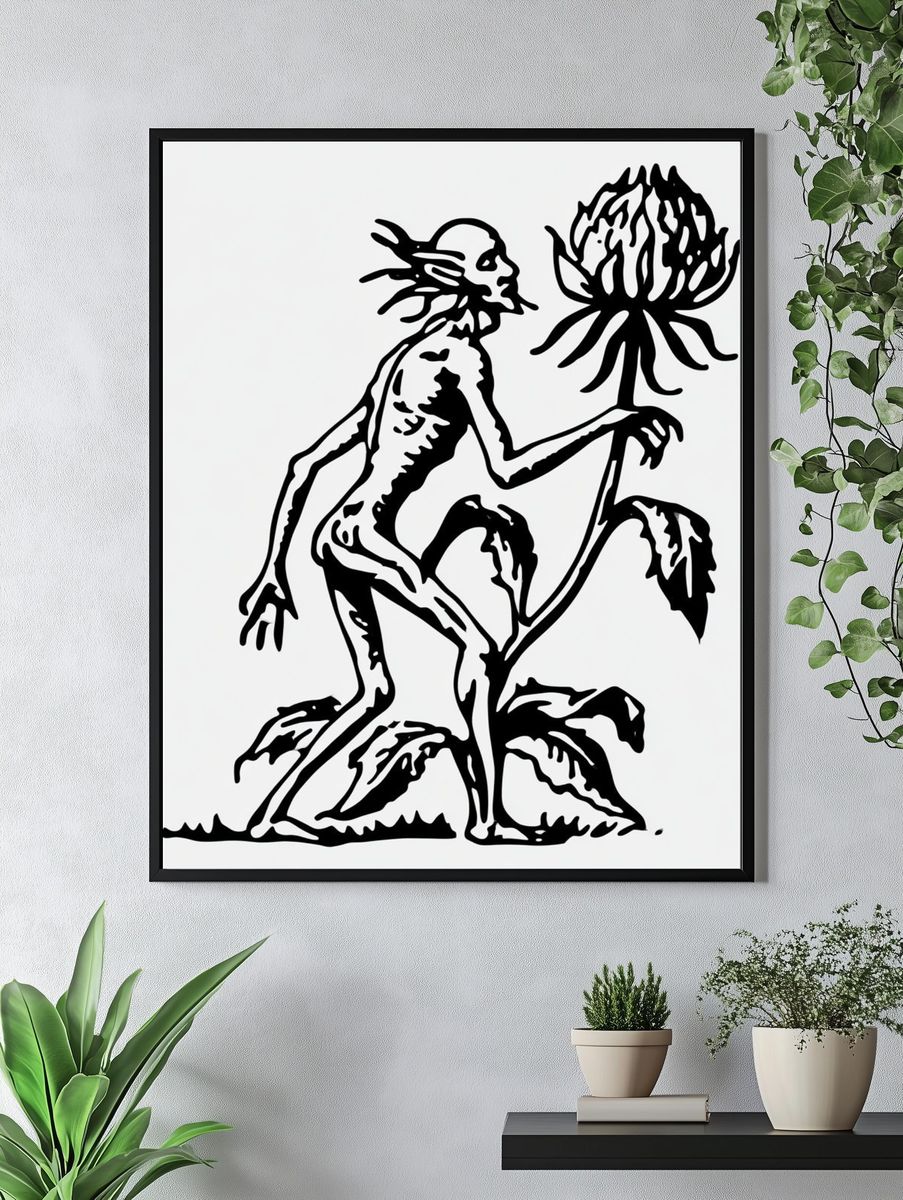 Surreal Botanical Figure Print. — room view 4