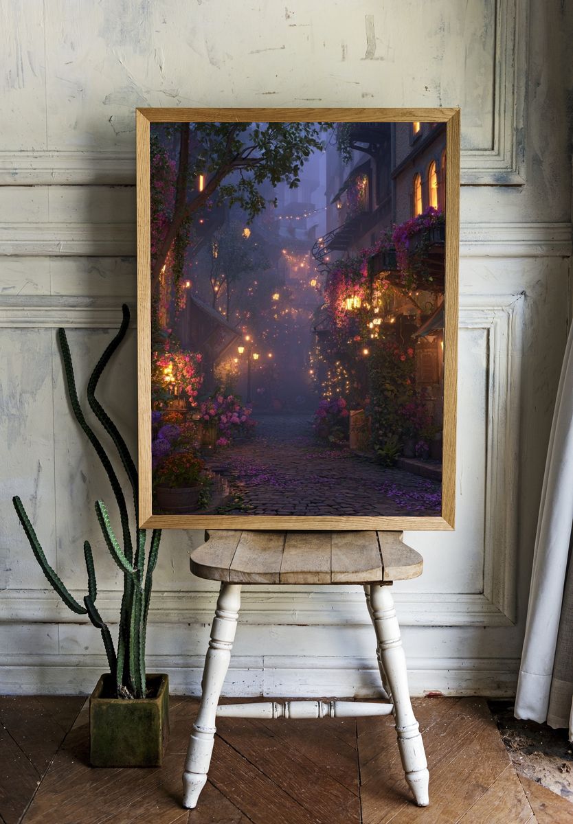 Enchanted Flower Lane Illustration Poster. — room view 1