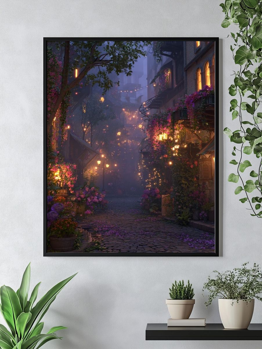 Enchanted Flower Lane Illustration Poster. — room view 4