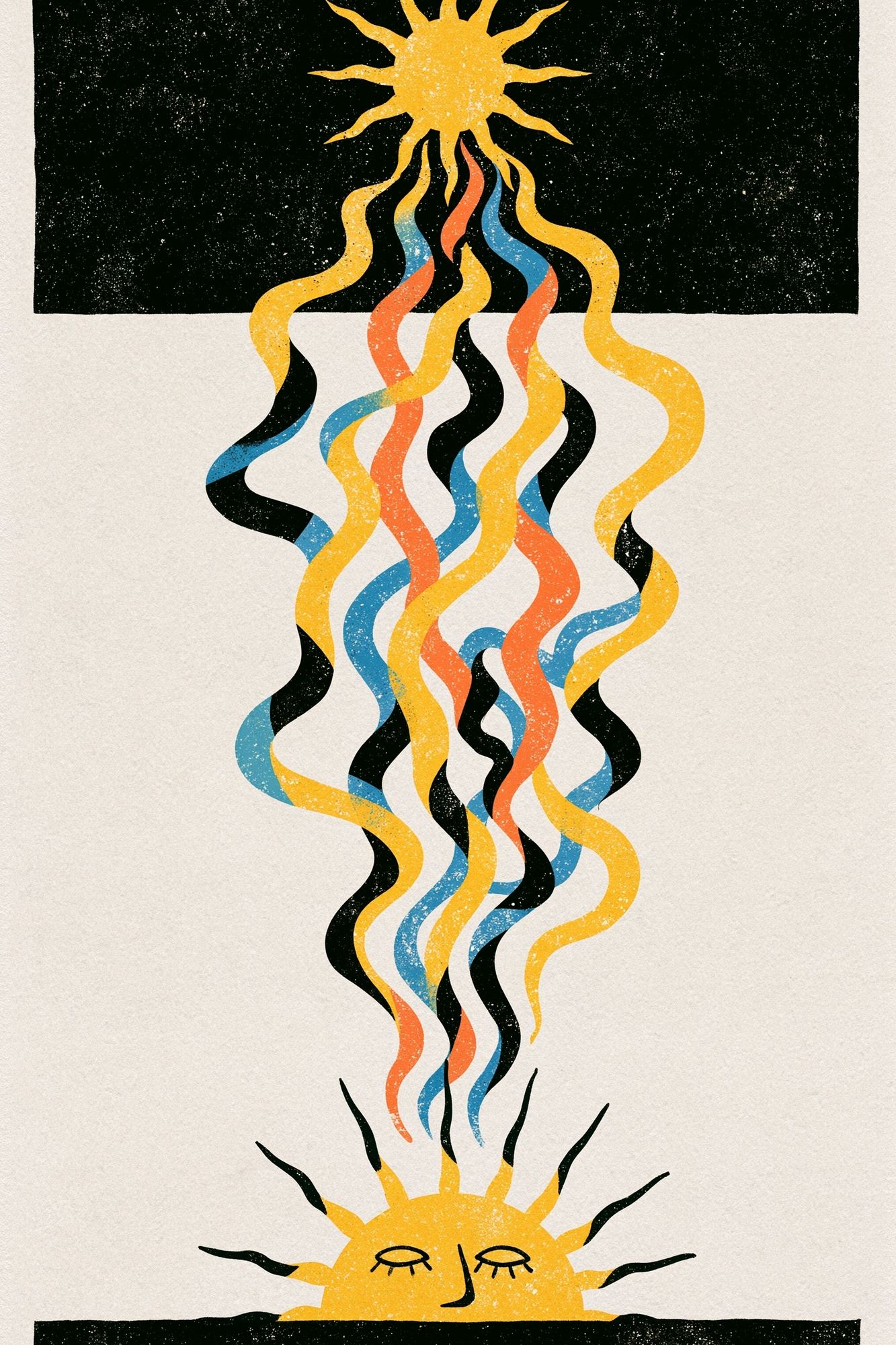 Celestial Sun and Moon Print. poster — illustration art