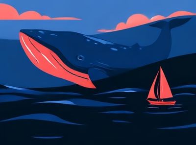 Whale and Sailboat Digital Art Poster. poster