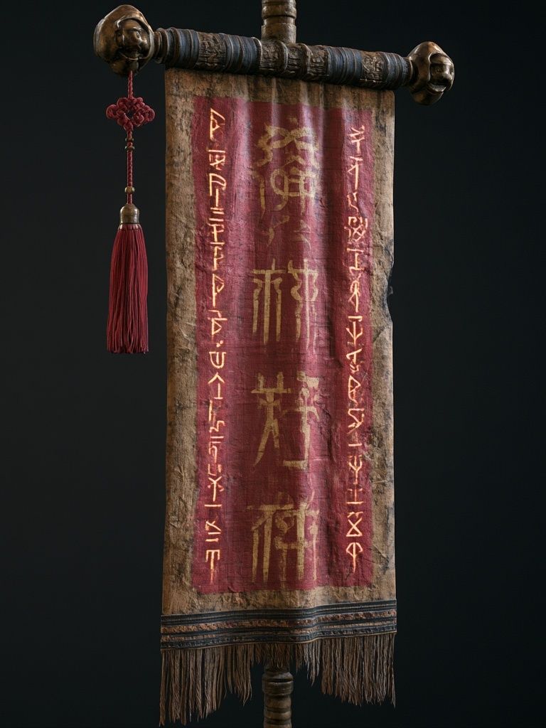 Ancient Script Banner Illustration Print. poster — illustration art