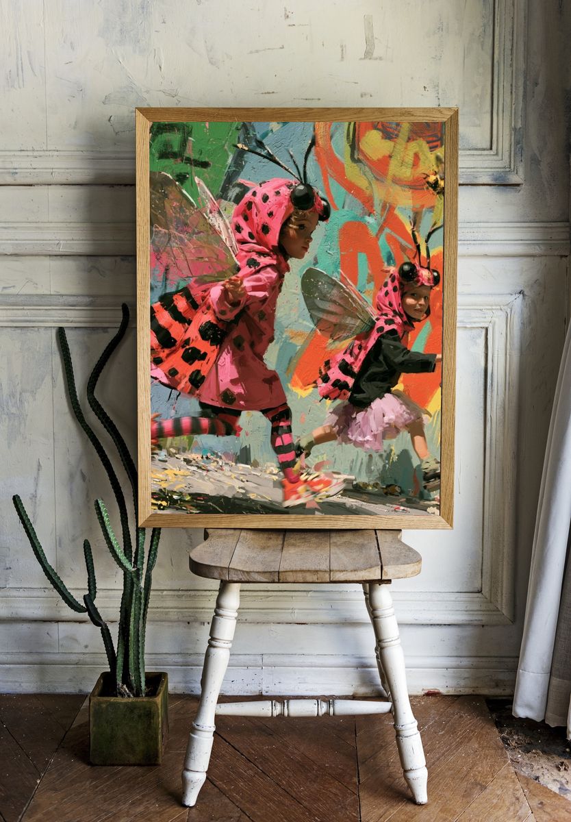 Running Bee Children Illustration Poster. room preview