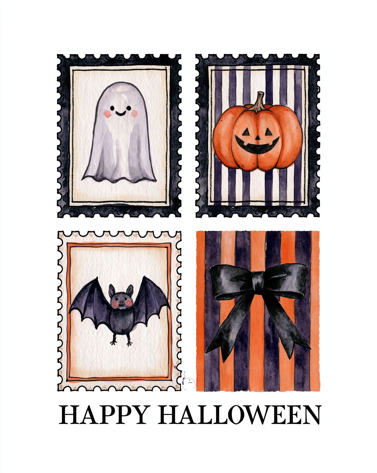 Happy Halloween Watercolor Poster. poster — illustration art