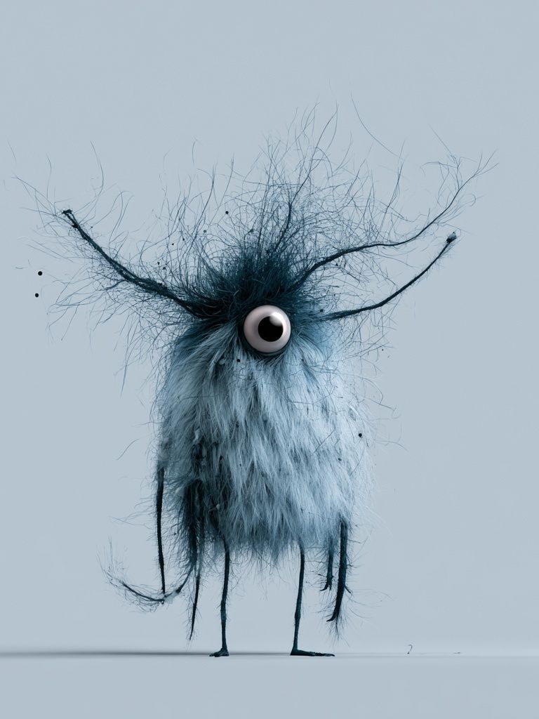 Surreal One-Eyed Creature Print. poster — illustration art