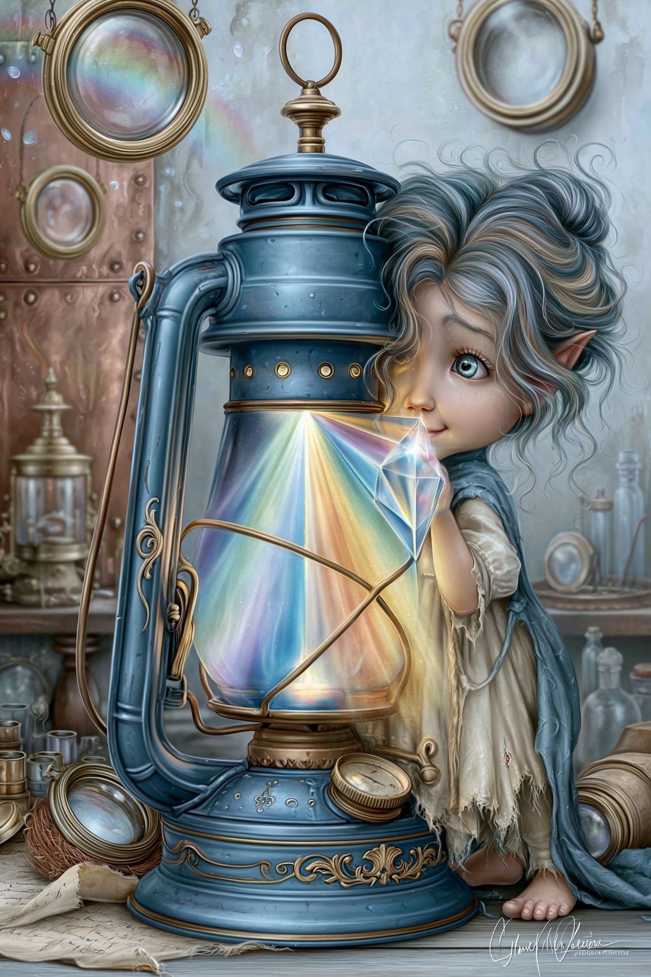 Elf Lantern Fantasy Illustration Poster. poster — illustration art