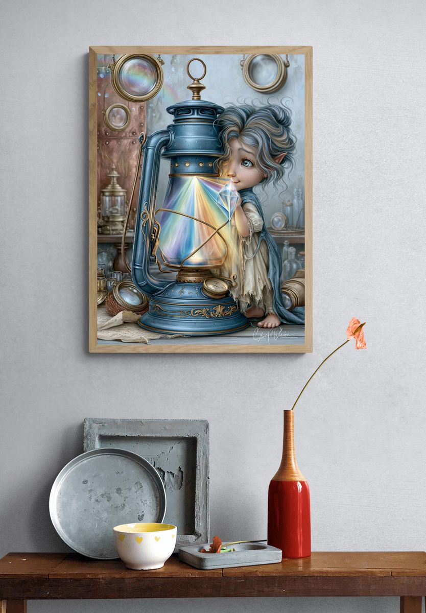 Elf Lantern Fantasy Illustration Poster. — room view 3