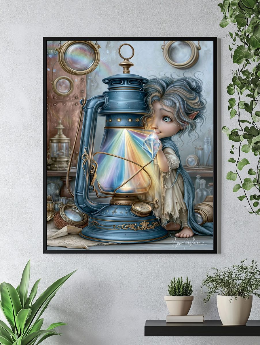 Elf Lantern Fantasy Illustration Poster. — room view 4