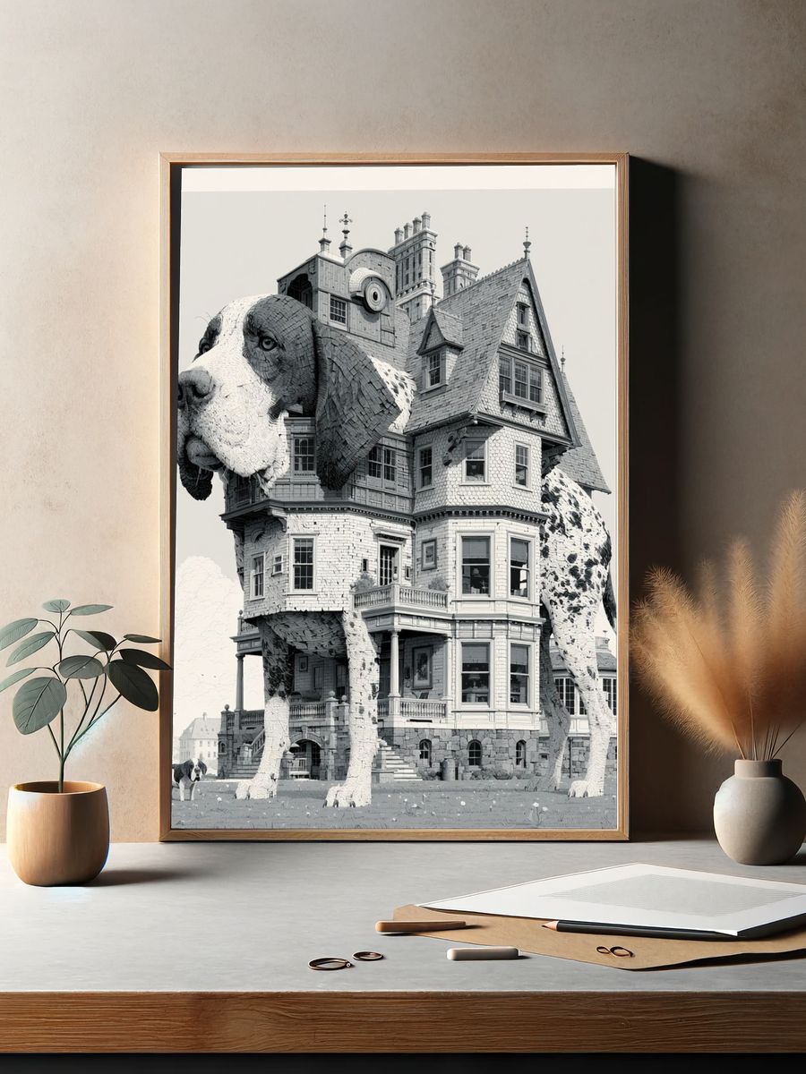 Surreal Dog House Illustration Poster. — room view 2