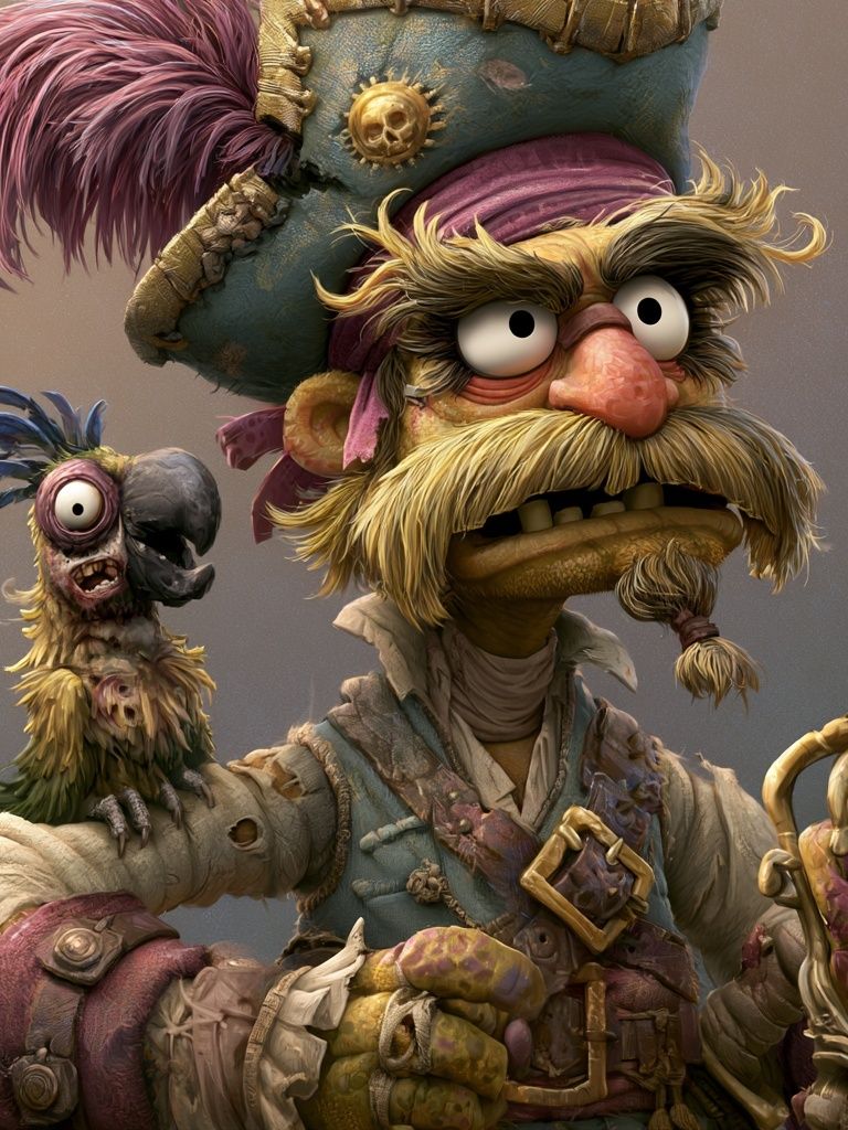 Pirate Parrot Captain Illustration Poster. poster detail