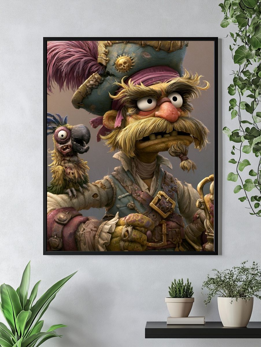 Pirate Parrot Captain Illustration Poster. — room view 4
