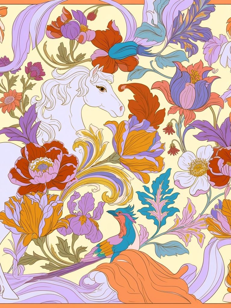 Floral Unicorn Illustration Poster. poster detail