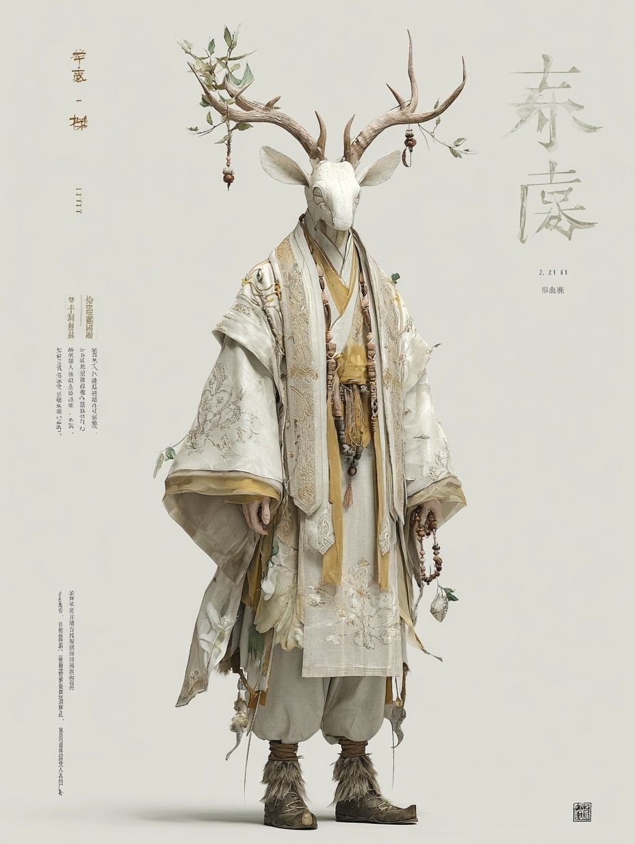 Deer Spirit Kimono Illustration Poster. poster — illustration art