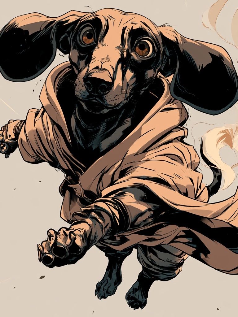 Dachshund Jedi Illustration Poster. poster detail