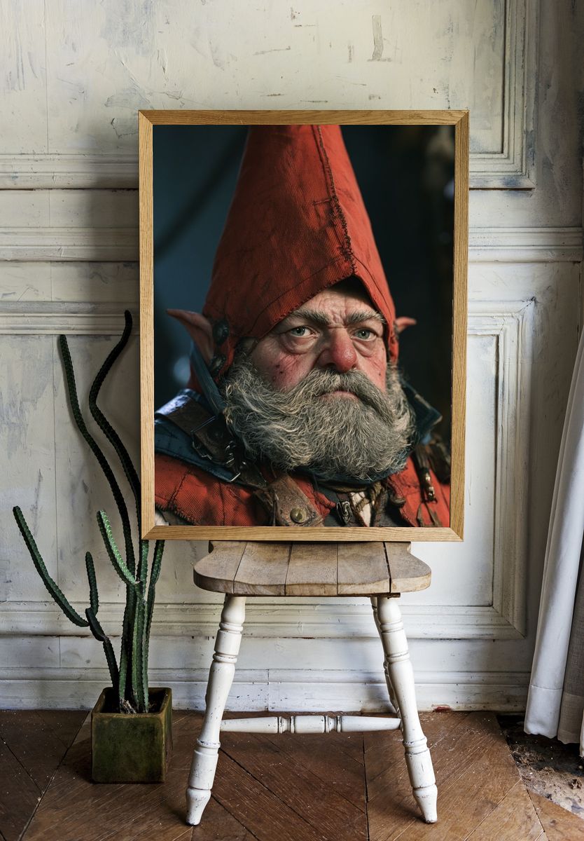 Fantasy Gnome Portrait Poster. — room view 1