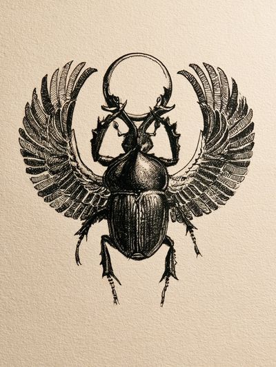 Winged Scarab Ink Print.