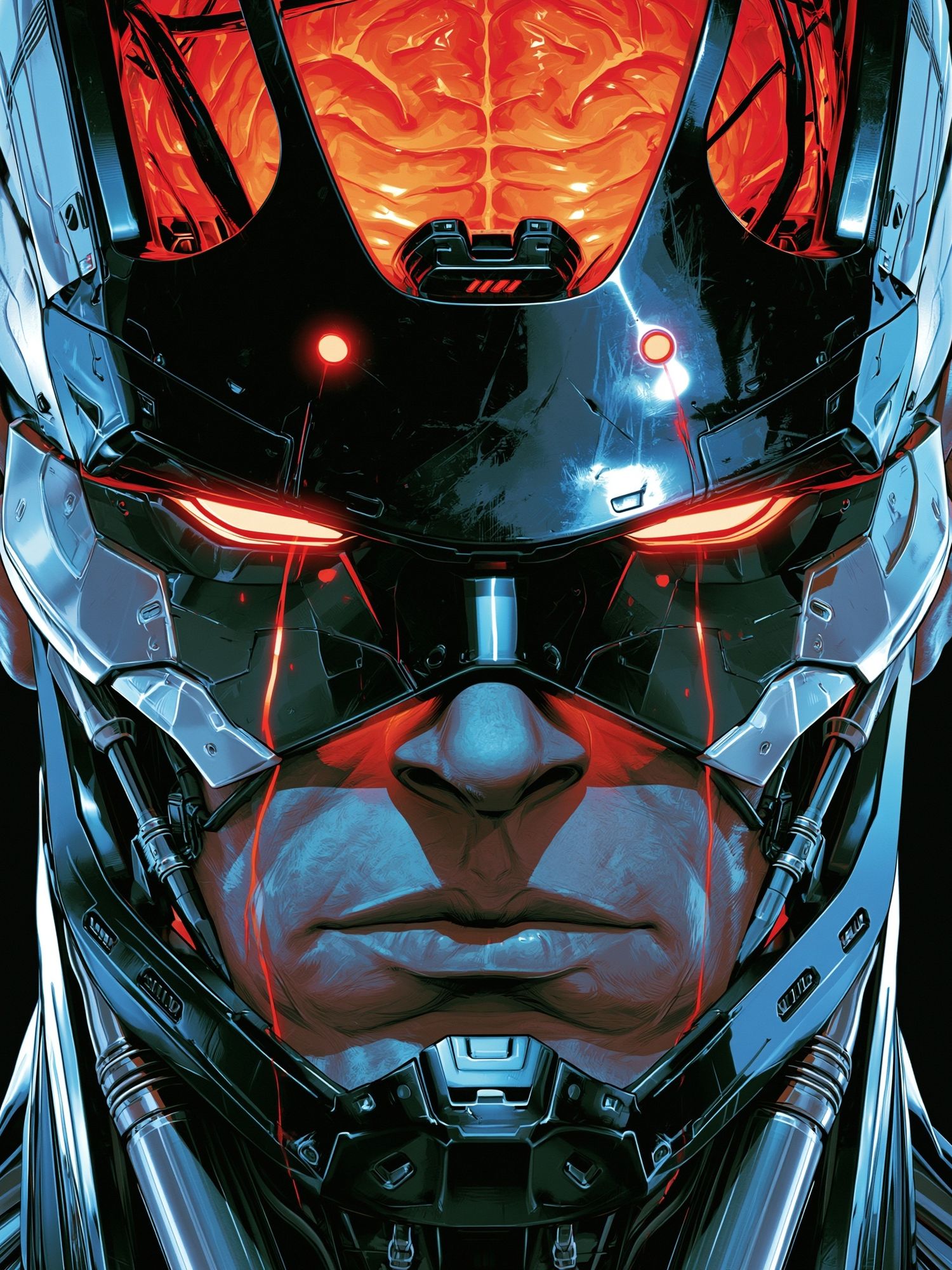 Cybernetic Warrior Portrait Poster. poster — illustration art