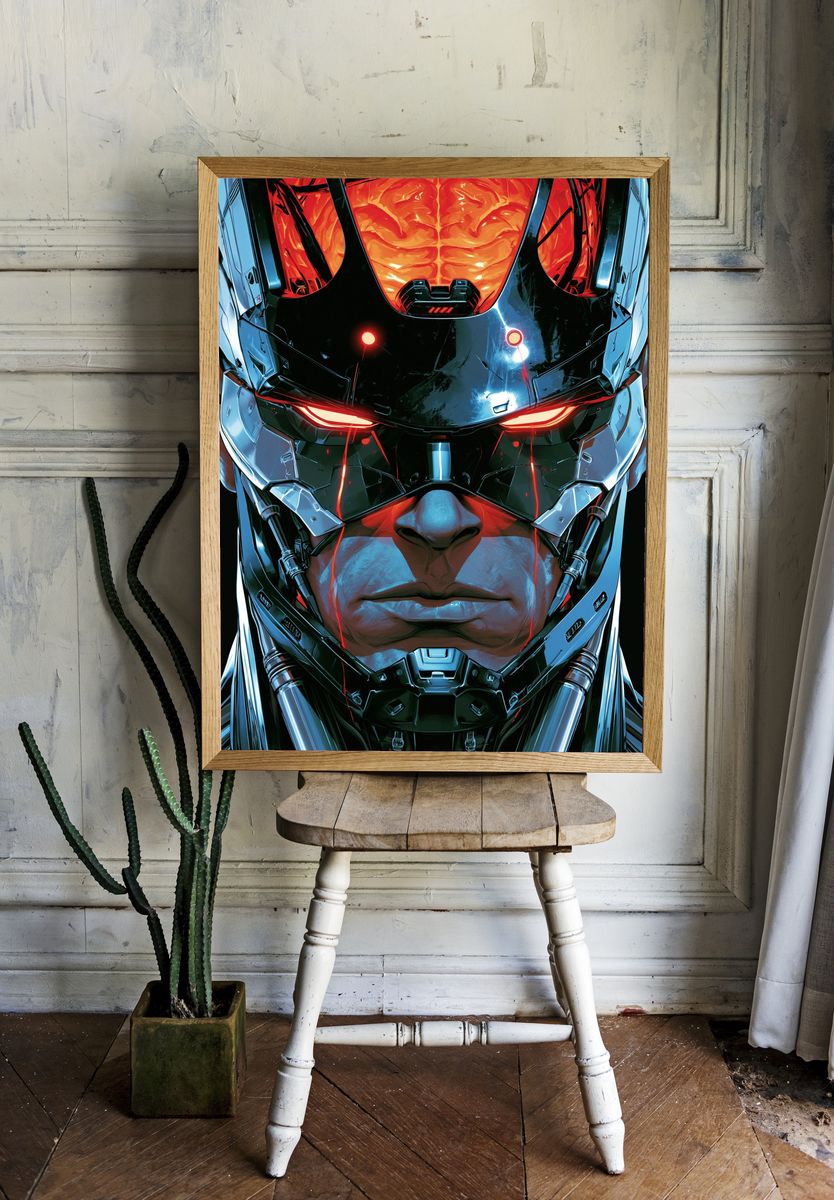Cybernetic Warrior Portrait Poster. room preview