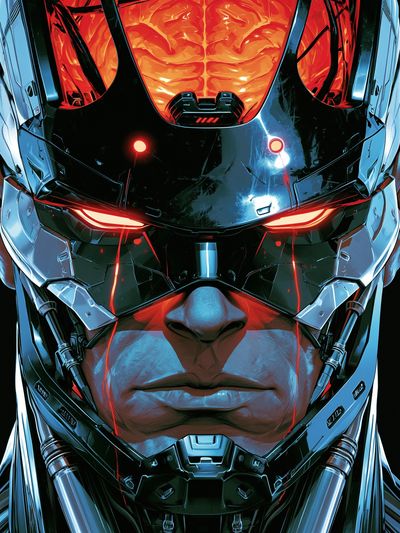 Cybernetic Warrior Portrait Poster.