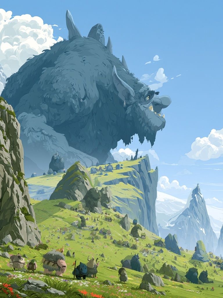 Giant Mountain Beast Digital Art Poster. poster detail