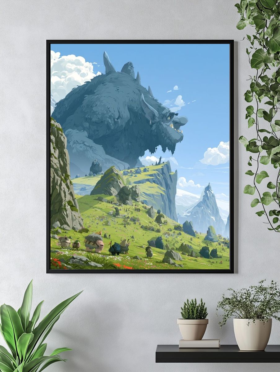 Giant Mountain Beast Digital Art Poster. — room view 4