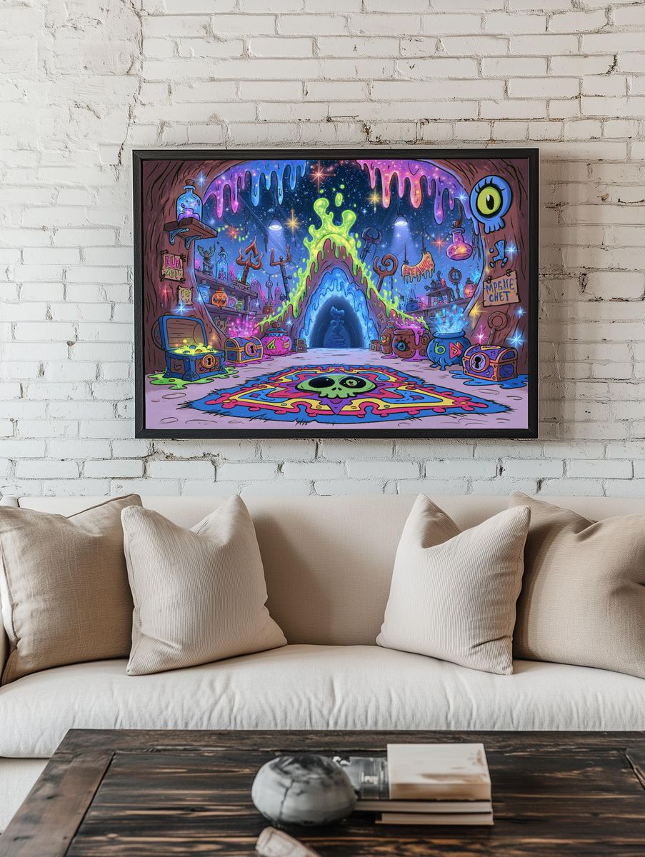 Neon Alchemy Cave Illustration Poster. room preview