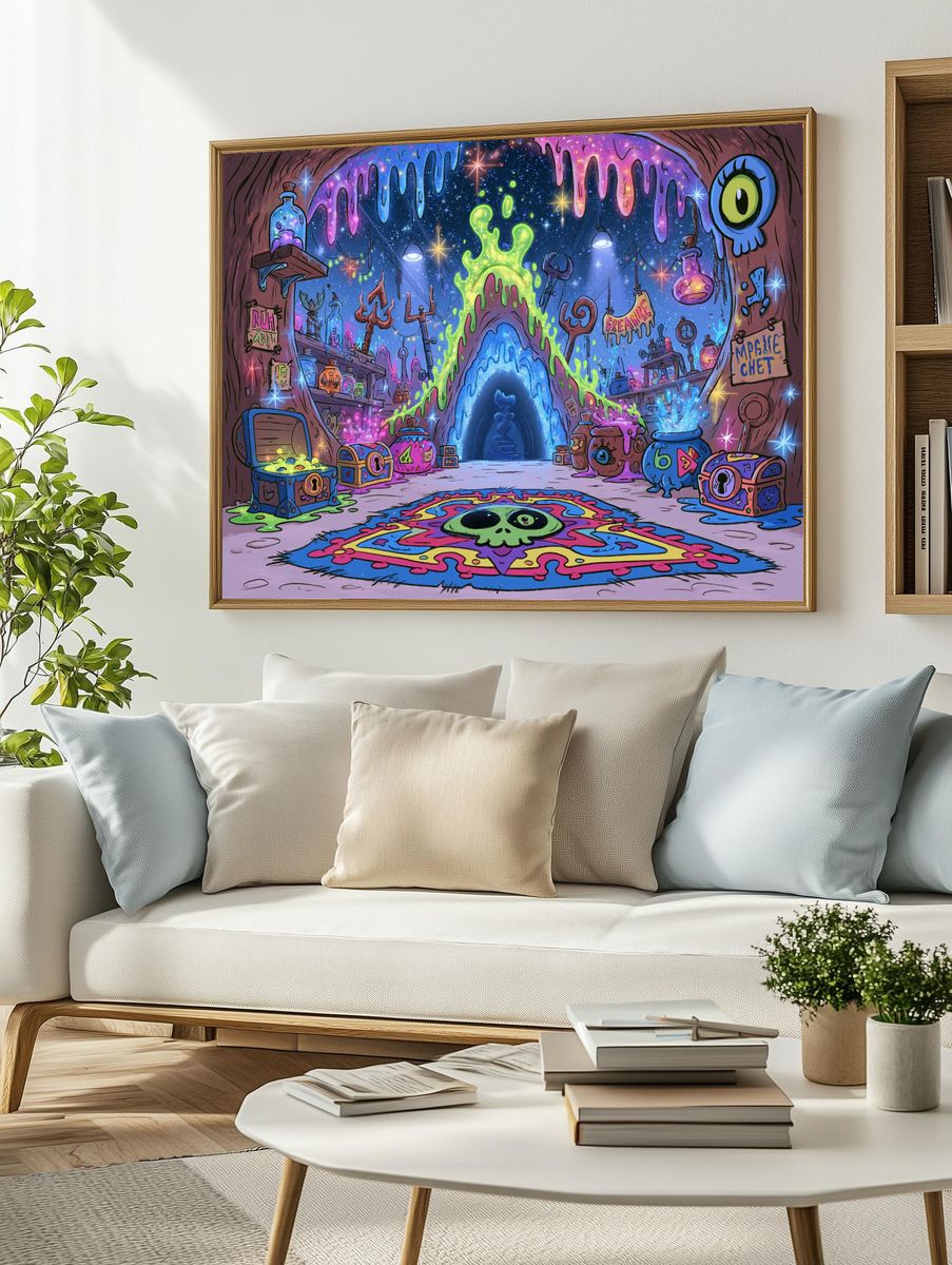 Neon Alchemy Cave Illustration Poster. — room view 2