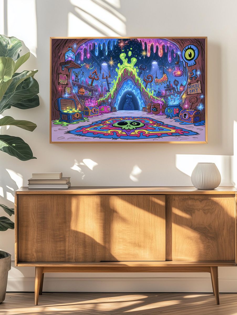 Neon Alchemy Cave Illustration Poster. — room view 3