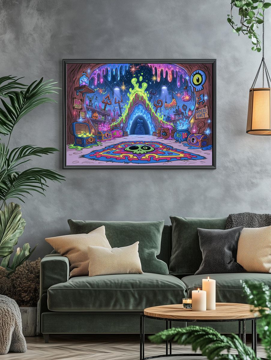 Neon Alchemy Cave Illustration Poster. — room view 4