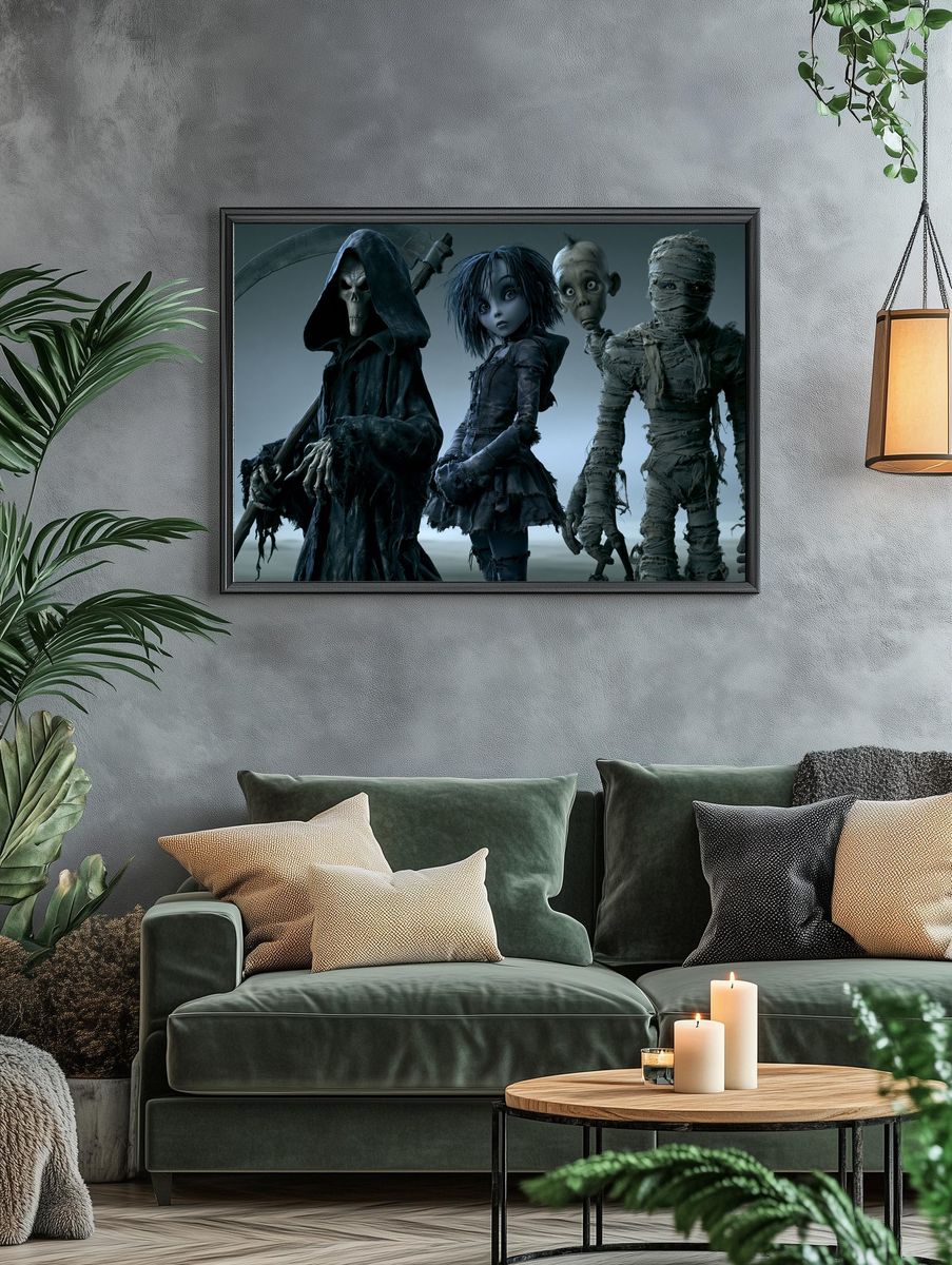 Gothic Halloween Characters Poster. — room view 4