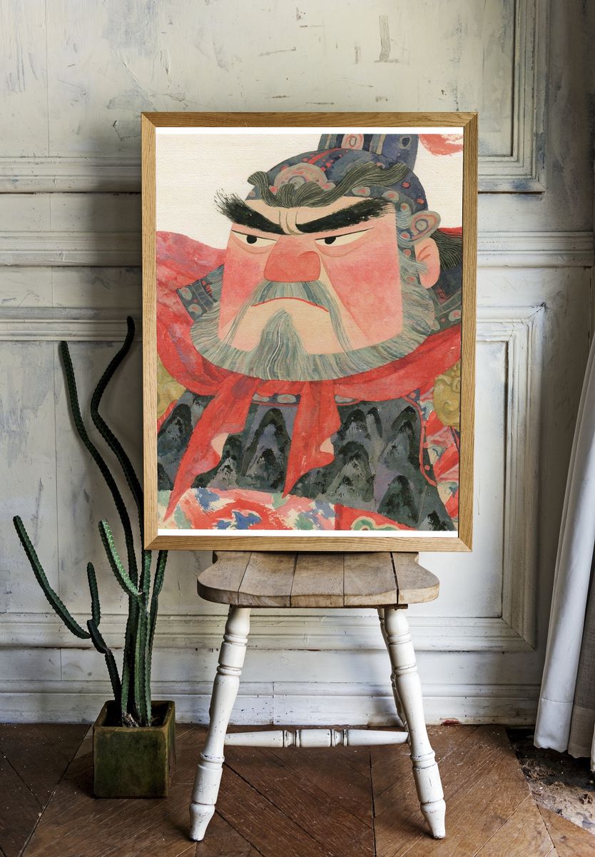 Samurai Portrait Illustration Print. — room view 1